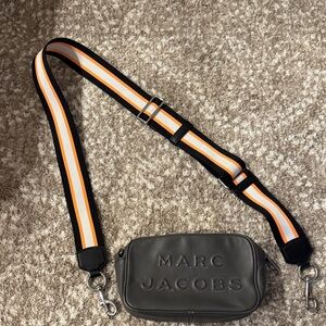 Marc Jacobs The Flash Charcoal Bag with Striped Strap